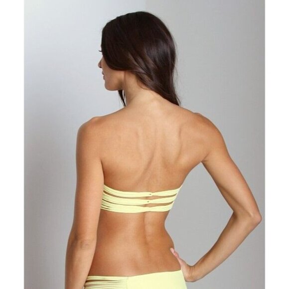 Mikoh Women's Small Neon Yellow Bikini Set Sunset Bandeau Velzyland Bottom - Picture 9 of 10